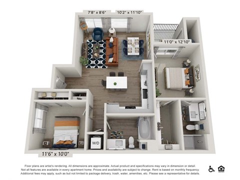 a 1 bedroom floor plan  1190 sq ft